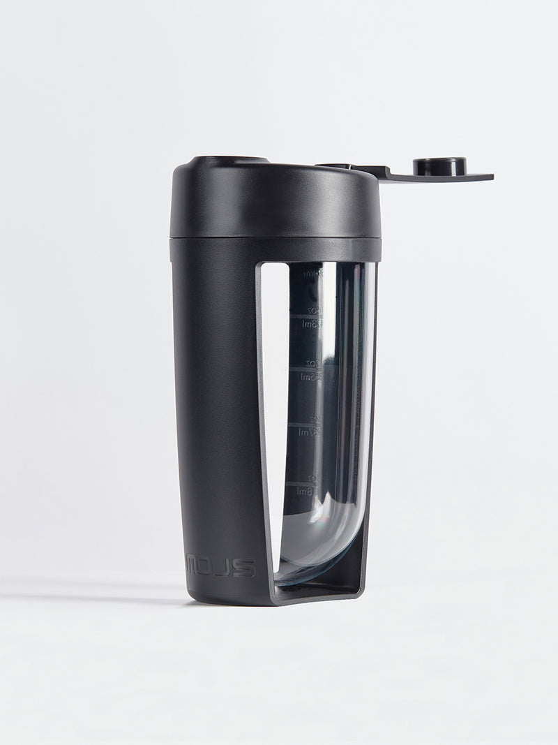 fitness bottle and supplement shaker by mous in black colour