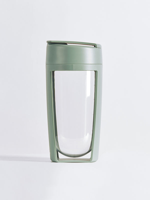 fitness bottle and supplement shaker by mous in moss colour